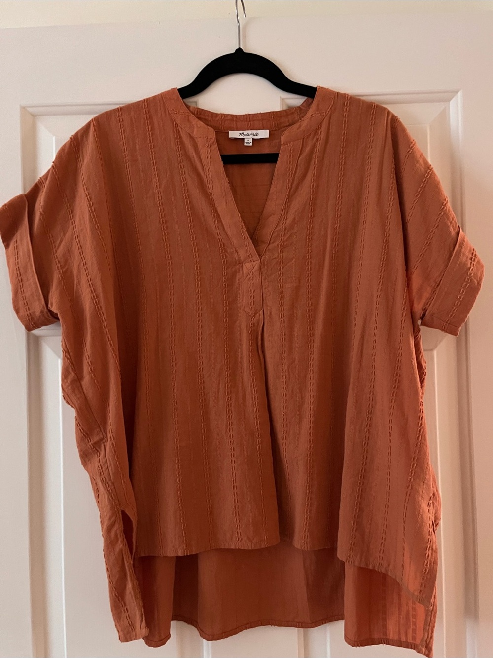 Madewell Rust Orange Lightweight V-Neck Tunic